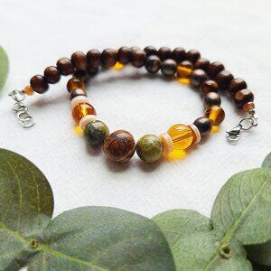 Boho Mixed Gemstone Choker, Cherry Creek Jasper Choker, Rustic Hippie Collar